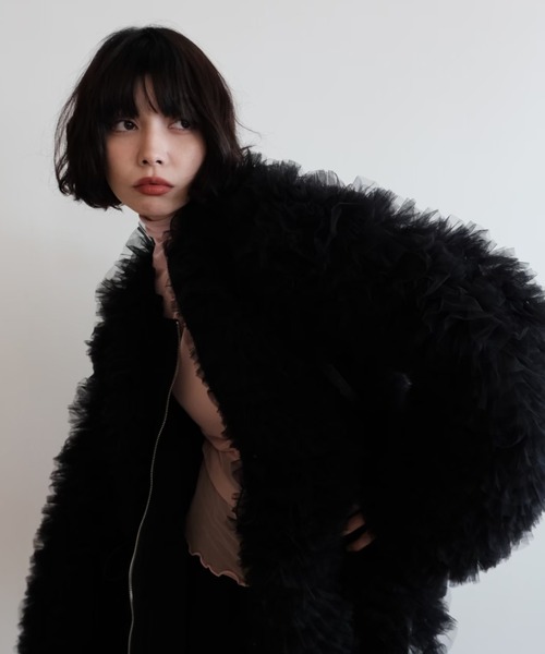 HONEY MI HONEY（ハニーミーハニー）の「tulle tiered blouson（ブルゾン・レディース・サックスブルー/ブラック/ホワイト・FREE）」の19枚目の写真