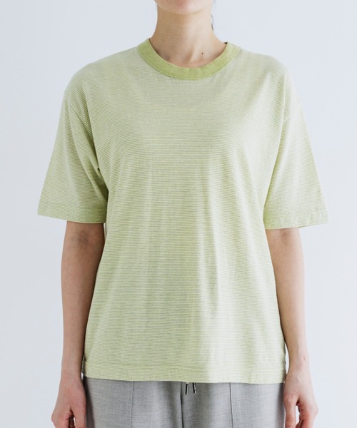 tシャツ 「MEYAME / メヤメ」 オーガニックコットン ボーダー クルーネックTシャツ レディース MEYAME / メヤメ] オーガニックコットン ボーダー クルーネックT