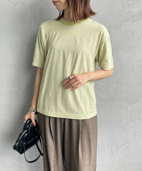 MEYAME カットソー MEYAME / メヤメ] オーガニックコットン ボーダー クルーネックT