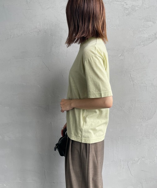 MEYAME カットソー MEYAME / メヤメ] オーガニックコットン ボーダー クルーネックT