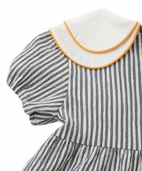 moimoln（モイモルン）の「【日本限定】ストレッチサッカーストライプワンピース（ワンピース・キッズ・ネイビー・80ｃｍ/90cm/110cm/100cm/120cm/130cm）」の4枚目の写真
