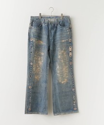 【26SS再入荷】Studded design print denim pants/スタッズデザインプリント フレアデニム