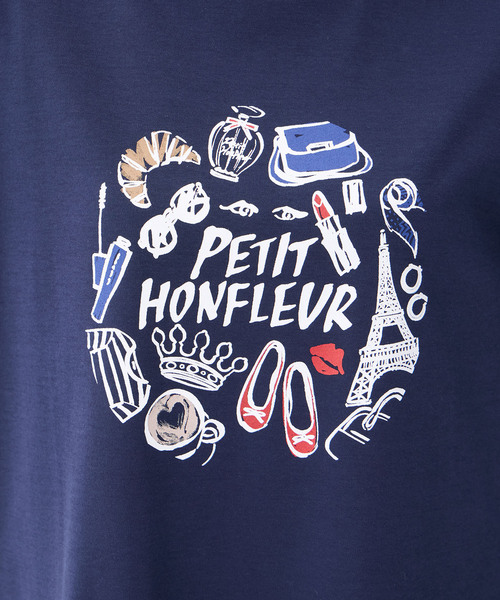 Petit Honfleur（プチオンフルール）の「【接触冷感・UVカット】オーガニックコットンパリプリントTシャツ（Tシャツ/カットソー・レディース・ベージュ/ネイビー/ホワイト・M/L）」の10枚目の写真