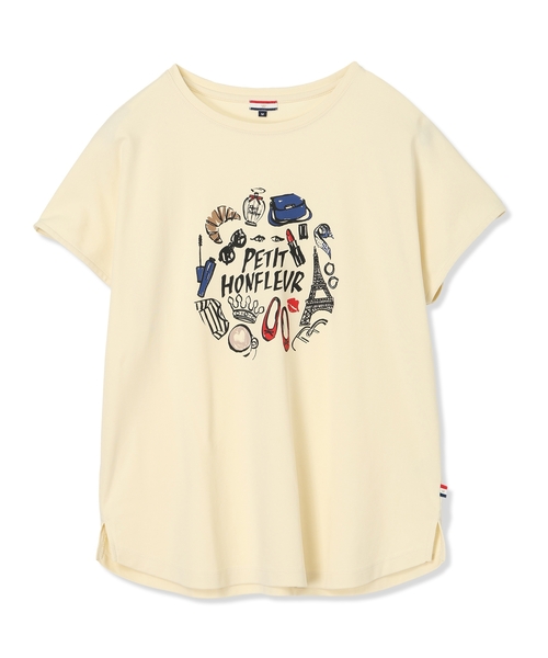Petit Honfleur（プチオンフルール）の「【接触冷感・UVカット】オーガニックコットンパリプリントTシャツ（Tシャツ/カットソー・レディース・ベージュ/ネイビー/ホワイト・M/L）」の14枚目の写真