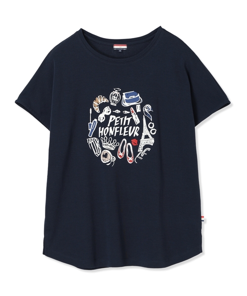 Petit Honfleur（プチオンフルール）の「【接触冷感・UVカット】オーガニックコットンパリプリントTシャツ（Tシャツ/カットソー・レディース・ベージュ/ネイビー/ホワイト・M/L）」の15枚目の写真