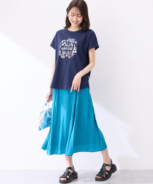 Petit Honfleur（プチオンフルール）の「【接触冷感・UVカット】オーガニックコットンパリプリントTシャツ（Tシャツ/カットソー・レディース・ベージュ/ネイビー/ホワイト・M/L）」の17枚目の写真