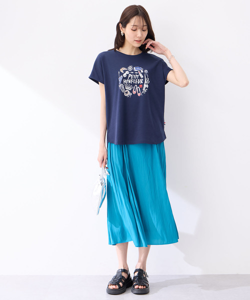Petit Honfleur（プチオンフルール）の「【接触冷感・UVカット】オーガニックコットンパリプリントTシャツ（Tシャツ/カットソー・レディース・ベージュ/ネイビー/ホワイト・M/L）」の18枚目の写真