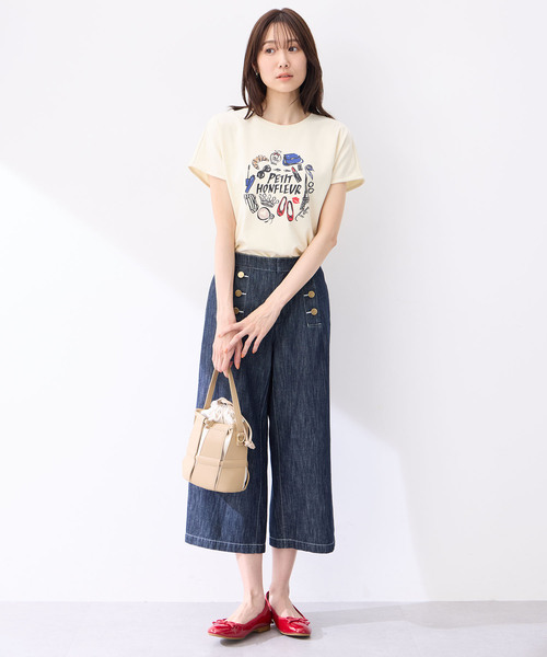 Petit Honfleur（プチオンフルール）の「【接触冷感・UVカット】オーガニックコットンパリプリントTシャツ（Tシャツ/カットソー・レディース・ベージュ/ネイビー/ホワイト・M/L）」の19枚目の写真