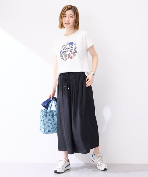 Petit Honfleur（プチオンフルール）の「【接触冷感・UVカット】オーガニックコットンパリプリントTシャツ（Tシャツ/カットソー・レディース・ベージュ/ネイビー/ホワイト・M/L）」の20枚目の写真