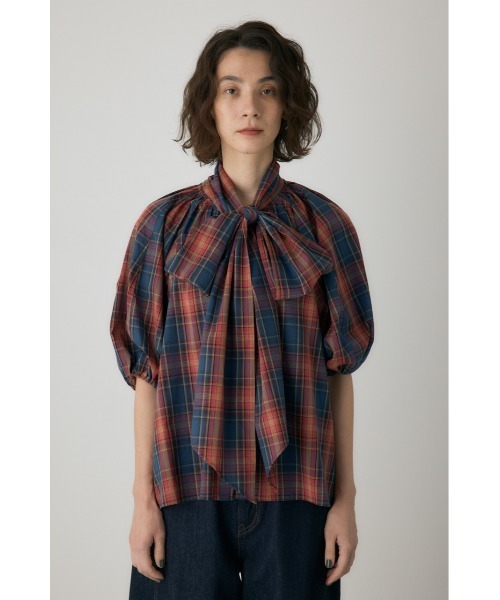 crie conforto(クリーコンフォルト)の「チェックボウタイブラウス 冬服 / リボン(シャツ/ブラウス・レディース・レッド系その他/ブラック系その他/グリーン系その他・FREE)」の7枚目の写真