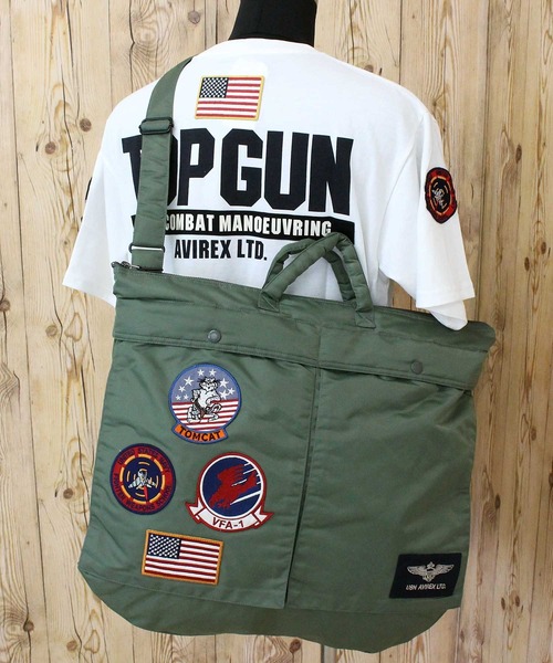 AVIREX(アヴィレックス)の「TOP GUN HELMET BAG(トートバッグ・メンズ・ブラック/セージグリーン・FREE)」の15枚目の写真