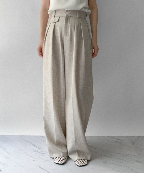 on:nue（オンニュ）の「【on:nue】[4色展開/3サイズ展開] センタープレスタックストレートスラックス（スラックス・レディース・グレー/ブラック/カーキ/オートミール・LARGE/MEDIUM/SMALL）」の8枚目の写真