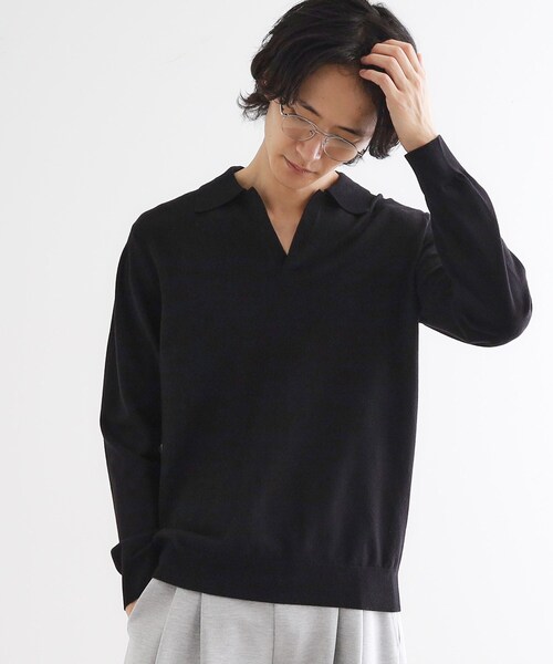 tk.TAKEO KIKUCHI（ティーケータケオキクチ）の「ハイゲージスキッパーコンパクトポロニット（ニット/セーター・メンズ・ワインレッド/ライトグレー/ブラック・03/02/01）」の6枚目の写真