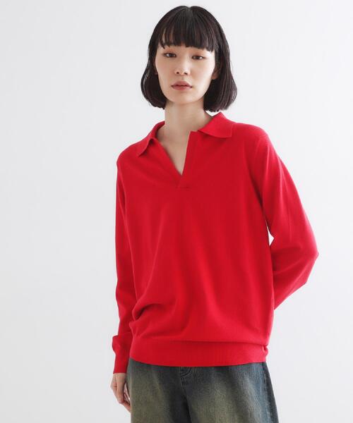 tk.TAKEO KIKUCHI（ティーケータケオキクチ）の「ハイゲージスキッパーコンパクトポロニット（ニット/セーター・メンズ・ワインレッド/ライトグレー/ブラック・03/02/01）」の15枚目の写真