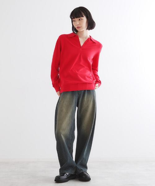 tk.TAKEO KIKUCHI（ティーケータケオキクチ）の「ハイゲージスキッパーコンパクトポロニット（ニット/セーター・メンズ・ワインレッド/ライトグレー/ブラック・03/02/01）」の16枚目の写真