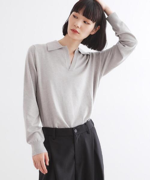 tk.TAKEO KIKUCHI（ティーケータケオキクチ）の「ハイゲージスキッパーコンパクトポロニット（ニット/セーター・メンズ・ワインレッド/ライトグレー/ブラック・03/02/01）」の21枚目の写真