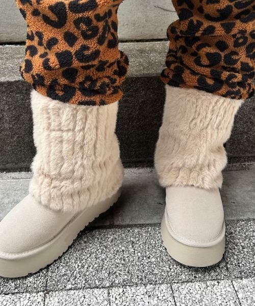 ipugo（イプゴ）の「ipugo ファーソックス厚底ムートンブーツ 冬服（ブーツ・レディース・キャメル/アイボリー・25.0cm/24.0cm/23.0cm）」の7枚目の写真