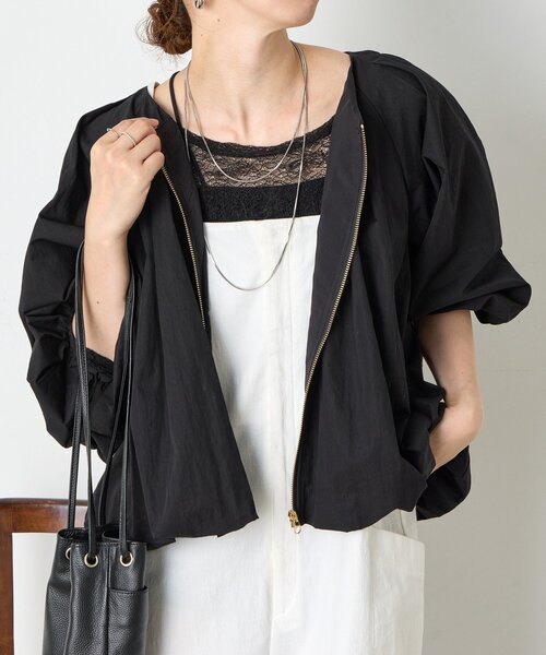 Jena espace merveilleux（ジェナ　エスパスメルヴェイユ）の「タックバルーンジャケット（ベスト・レディース・ベージュ/ブラック・FREE）」の7枚目の写真