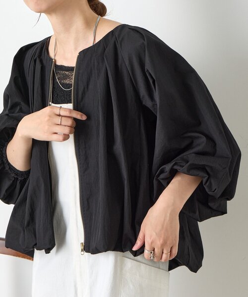 Jena espace merveilleux（ジェナ　エスパスメルヴェイユ）の「タックバルーンジャケット（ベスト・レディース・ベージュ/ブラック・FREE）」の12枚目の写真