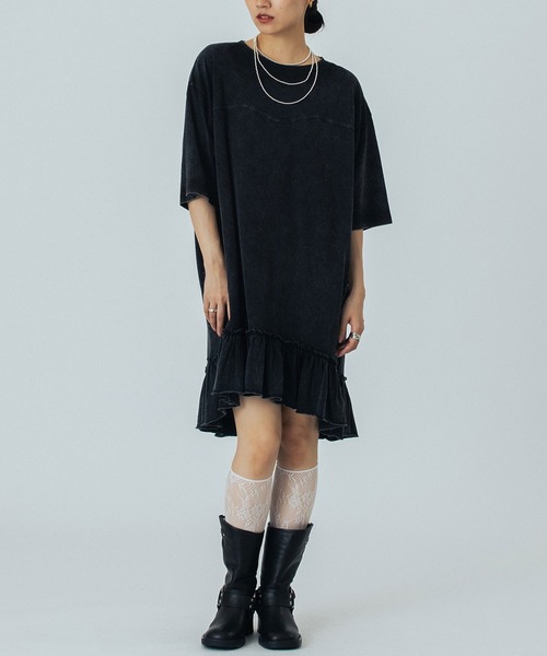 ROSE BUD(ローズバッド)の「FRILL TEE DRESS(ワンピース・レディース・ホワイト/ピンク/ブラック・ONE SIZE)」の2枚目の写真