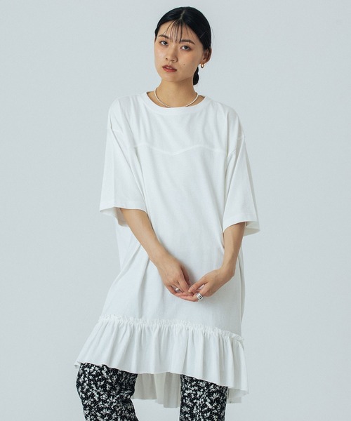 ROSE BUD(ローズバッド)の「FRILL TEE DRESS(ワンピース・レディース・ホワイト/ピンク/ブラック・ONE SIZE)」の15枚目の写真