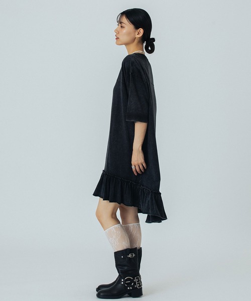 ROSE BUD(ローズバッド)の「FRILL TEE DRESS(ワンピース・レディース・ホワイト/ピンク/ブラック・ONE SIZE)」の7枚目の写真
