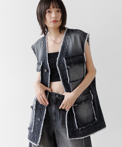 PBLIM（ページボーイリム）の「《UNISEX》アソートフリンジベスト（その他アウター・レディース・ブラック/カーキ/レオパード・FREE）」の2枚目の写真