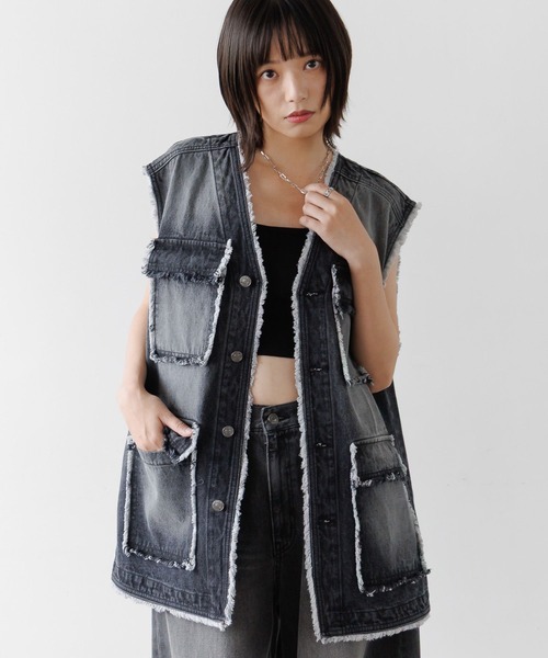 PBLIM（ページボーイリム）の「《UNISEX》アソートフリンジベスト（その他アウター・レディース・ブラック/カーキ/レオパード・FREE）」の4枚目の写真