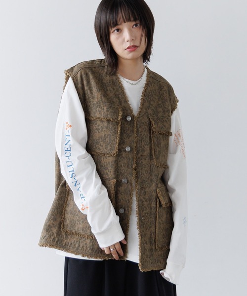 PBLIM（ページボーイリム）の「《UNISEX》アソートフリンジベスト（その他アウター・レディース・ブラック/カーキ/レオパード・FREE）」の14枚目の写真