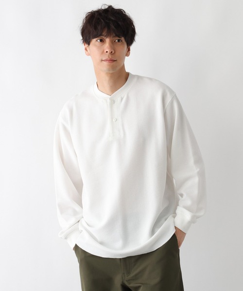 FOUND GOOD（ファウンドグッド）の「ワッフルヘンリーネックT（Tシャツ/カットソー・メンズ・ホワイト系1/グレー系5/ブラック・XL/L/M）」の2枚目の写真