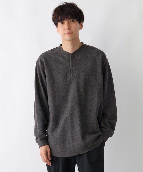 FOUND GOOD（ファウンドグッド）の「ワッフルヘンリーネックT（Tシャツ/カットソー・メンズ・ホワイト系1/グレー系5/ブラック・XL/L/M）」の3枚目の写真