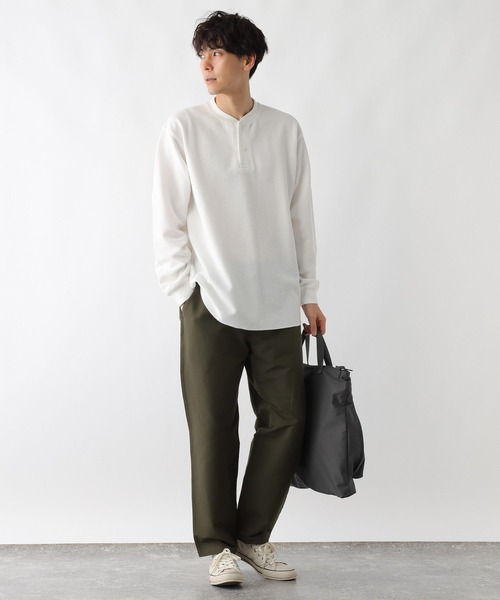 FOUND GOOD（ファウンドグッド）の「ワッフルヘンリーネックT（Tシャツ/カットソー・メンズ・ホワイト系1/グレー系5/ブラック・XL/L/M）」の4枚目の写真