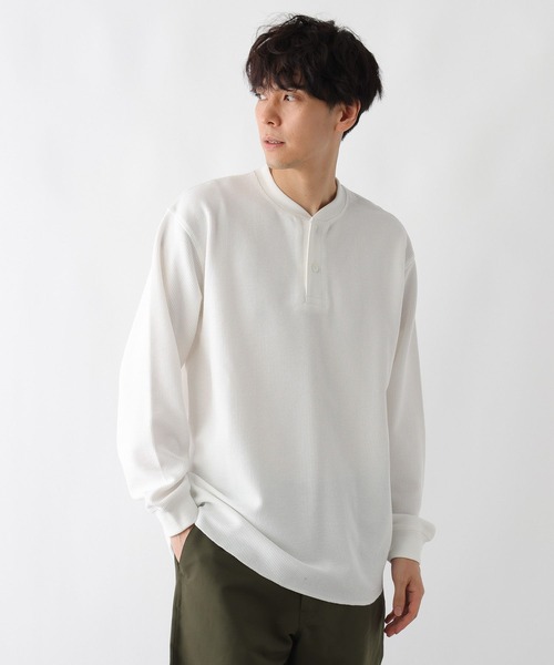 FOUND GOOD（ファウンドグッド）の「ワッフルヘンリーネックT（Tシャツ/カットソー・メンズ・ホワイト系1/グレー系5/ブラック・XL/L/M）」の6枚目の写真