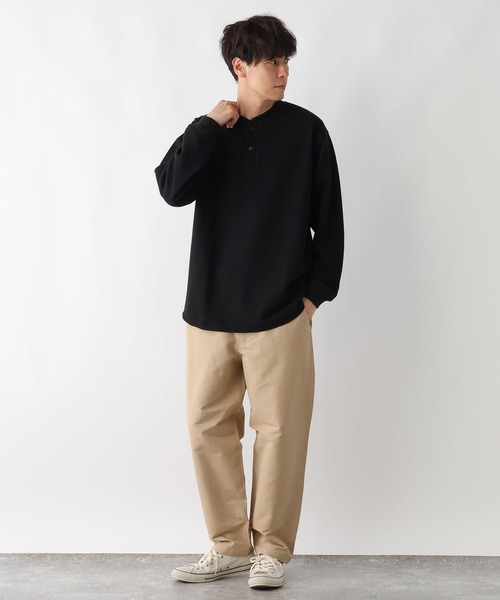 FOUND GOOD（ファウンドグッド）の「ワッフルヘンリーネックT（Tシャツ/カットソー・メンズ・ホワイト系1/グレー系5/ブラック・XL/L/M）」の9枚目の写真