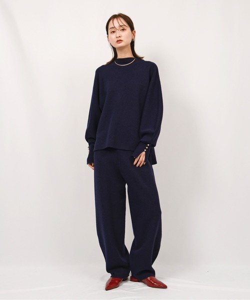 ミラノリブ編みボタン付きニットトップス Palm Riche│Eimee Law