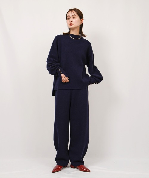 palm RICHE（ポームリシュ）の「ミラノリブ編みボタン付きニット