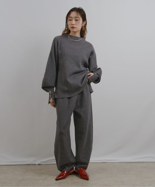 ミラノリブ編みボタン付きニットトップス Palm Riche│Eimee Law