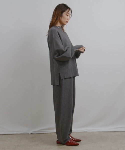 ラパ産ポイント-147-2 ミラノリブ編みボタン付きニットトップス Palm Riche│Eimee Law