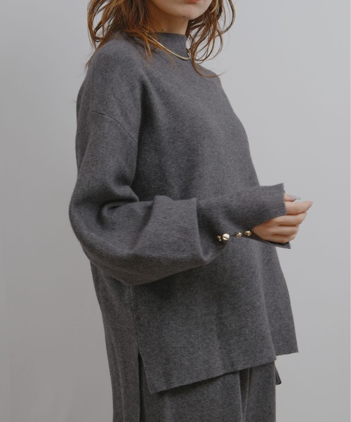 ミラノリブ編みボタン付きニットトップス Palm Riche│Eimee Law