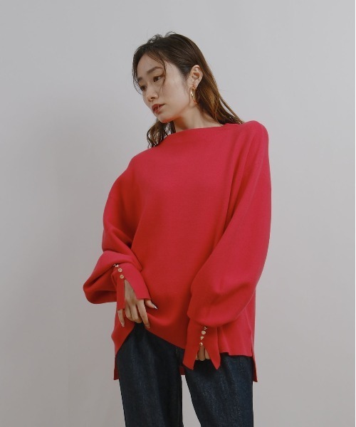 ミラノリブ編みボタン付きニットトップス（ニット/セーター）｜Palm