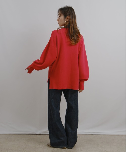 ラパ産ポイント-147-2 ミラノリブ編みボタン付きニットトップス Palm Riche│Eimee Law