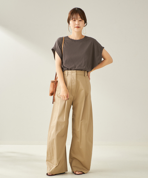 plage（プラージュ）の「《追加》ALBINI ハイゲージTシャツ（Tシャツ/カットソー・レディース・ブラウン/スカイブルー/チャコールグレー/ホワイト・FREE）」の6枚目の写真