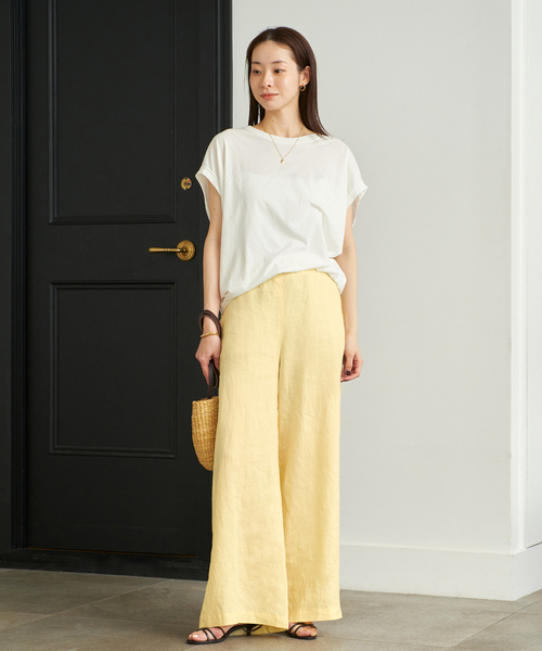 plage（プラージュ）の「《追加》ALBINI ハイゲージTシャツ（Tシャツ/カットソー・レディース・ブラウン/スカイブルー/チャコールグレー/ホワイト・FREE）」の8枚目の写真