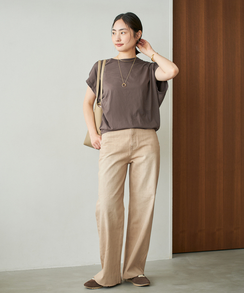 plage（プラージュ）の「《追加》ALBINI ハイゲージTシャツ（Tシャツ/カットソー・レディース・ブラウン/スカイブルー/チャコールグレー/ホワイト・FREE）」の12枚目の写真