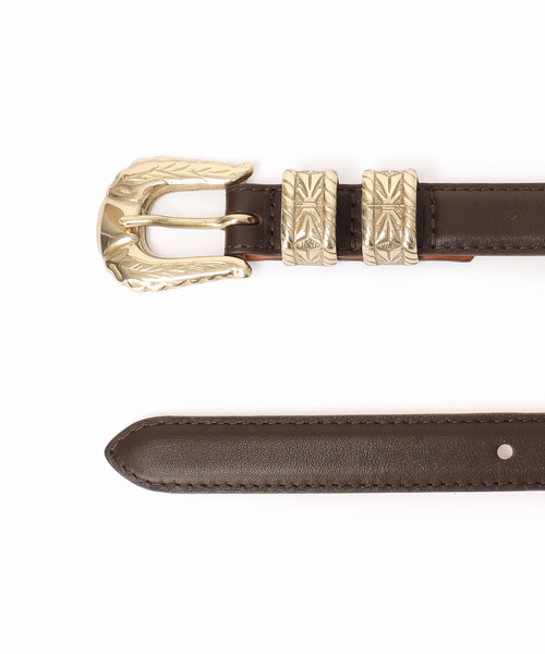 MAISON BOINET（メゾンボワネ）の「MAISON BOINET/メゾンボネット ゴールドバックルベルト（ベルト・レディース・ブラウン・80）」の5枚目の写真
