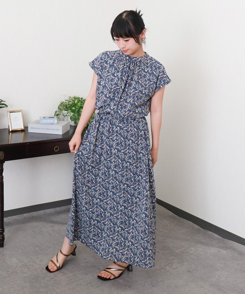 libelle more(リベル モア)の「花柄フレンチスリーブワンピース(ワンピース・レディース・アイボリー/ブラウン/ブラック/ブルー・M)」の18枚目の写真