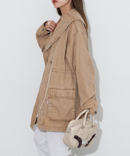 CIAOPANIC（チャオパニック）の「【ANTI WARP /アンチワープ】BIGショールカラーフィールドジャケット（ブルゾン・レディース・ピンク/ベージュ/ブルー・FREE）」の8枚目の写真