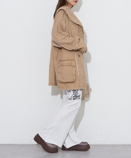 CIAOPANIC（チャオパニック）の「【ANTI WARP /アンチワープ】BIGショールカラーフィールドジャケット（ブルゾン・レディース・ピンク/ベージュ/ブルー・FREE）」の10枚目の写真