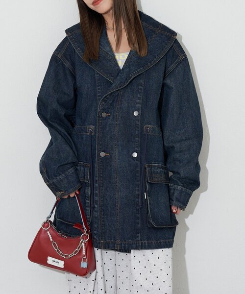 CIAOPANIC（チャオパニック）の「【ANTI WARP /アンチワープ】BIGショールカラーフィールドジャケット（ブルゾン・レディース・ピンク/ベージュ/ブルー・FREE）」の12枚目の写真