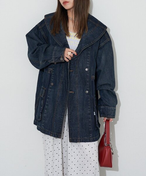 CIAOPANIC（チャオパニック）の「【ANTI WARP /アンチワープ】BIGショールカラーフィールドジャケット（ブルゾン・レディース・ピンク/ベージュ/ブルー・FREE）」の13枚目の写真